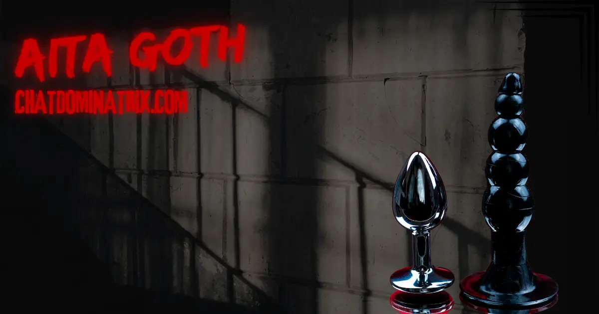 Elegant BDSM-themed display featuring a metallic anal plug and a textured pegging toy, symbolizing power exchange and psychological depth in pegging. Article by Aita Goth on ChatDominatrix.com