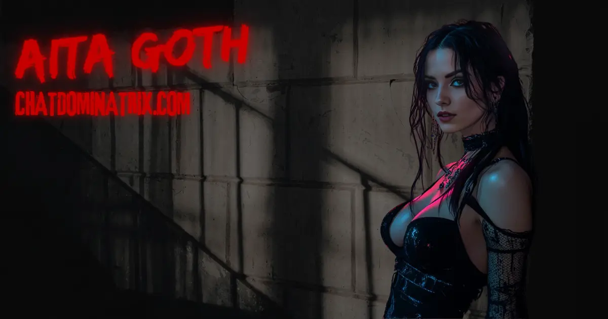 Aita Goth standing in a dimly lit industrial setting, wearing a black leather corset and choker, exuding dark seduction and control, symbolizing the intensity of consensual non-consent (CNC) and ultimate surrender in BDSM. Featured image for 'Consensual Non-Consent: The Ultimate Surrender' on ChatDominatrix.com