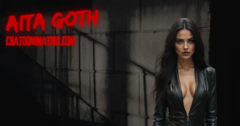 Mistress Aita Goth, Dominant woman in black leather exuding power, embodying the essence of a strict keyholder in femdom chastity play.