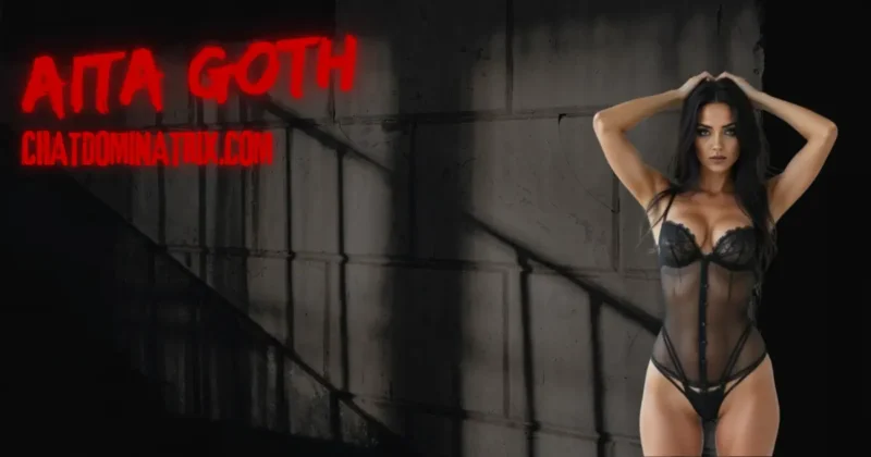 Aita Goth in black sheer lingerie with hands raised, symbolizing ritual objectification, BDSM psychology, and the sacred dehumanization of submissives in power exchange