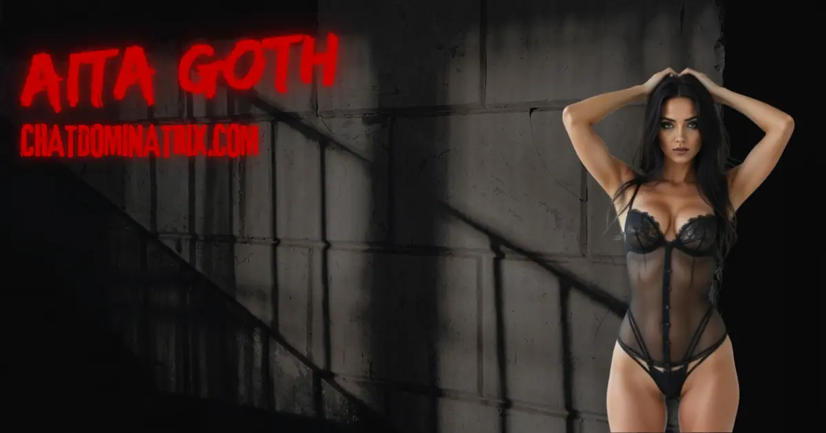 Aita Goth in black sheer lingerie with hands raised, symbolizing ritual objectification, BDSM psychology, and the sacred dehumanization of submissives in power exchange