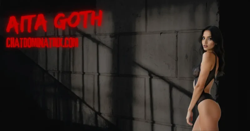 Dominatrix Aita Goth in sheer black bodysuit standing in dungeon light, representing the elegance and authority of a young dominatrix in modern BDSM